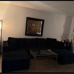 Black boneless sectional couch