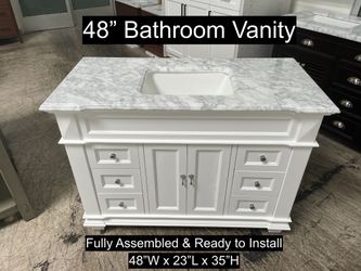 48" Bathroom Vanity with Carrara Marble Countertop & Solid Wood & Plywood Cabinet #3413