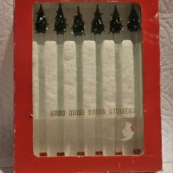 VTG CHRISTMAS LOT OF 6 NEW  HANDBLOWN SWIZZLE STICKS  