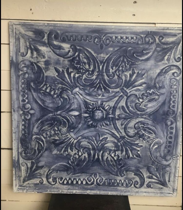 Beautiful Farmhouse Blue Metal Wall Decor