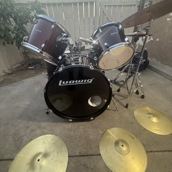 Ludwig Accent CS combo drum set 5 pc cherry metallic red