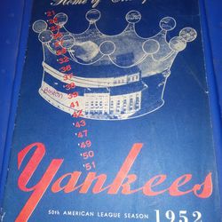 N.Y. Yankees 1952 Program VS Boston - unscored. Mantle, Berra, Rizutto