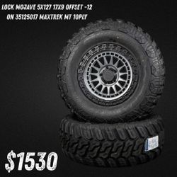 Wheels LOCK MOJAVE 5x127 17x9 offset -12 tires 35//12.50//17 MT $1530 all 4