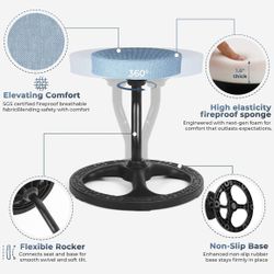 Upaloop Fitness Seat, ADHD Chair Stool, Black (Sky Blue, with pink, 19″)