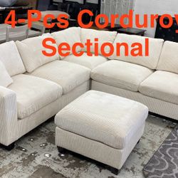 New Beige Corduroy Sectional Set (Finance and Delivery)