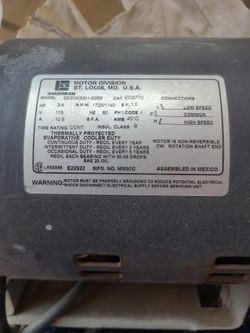 3/4 HP Motor For Swamp Cooler