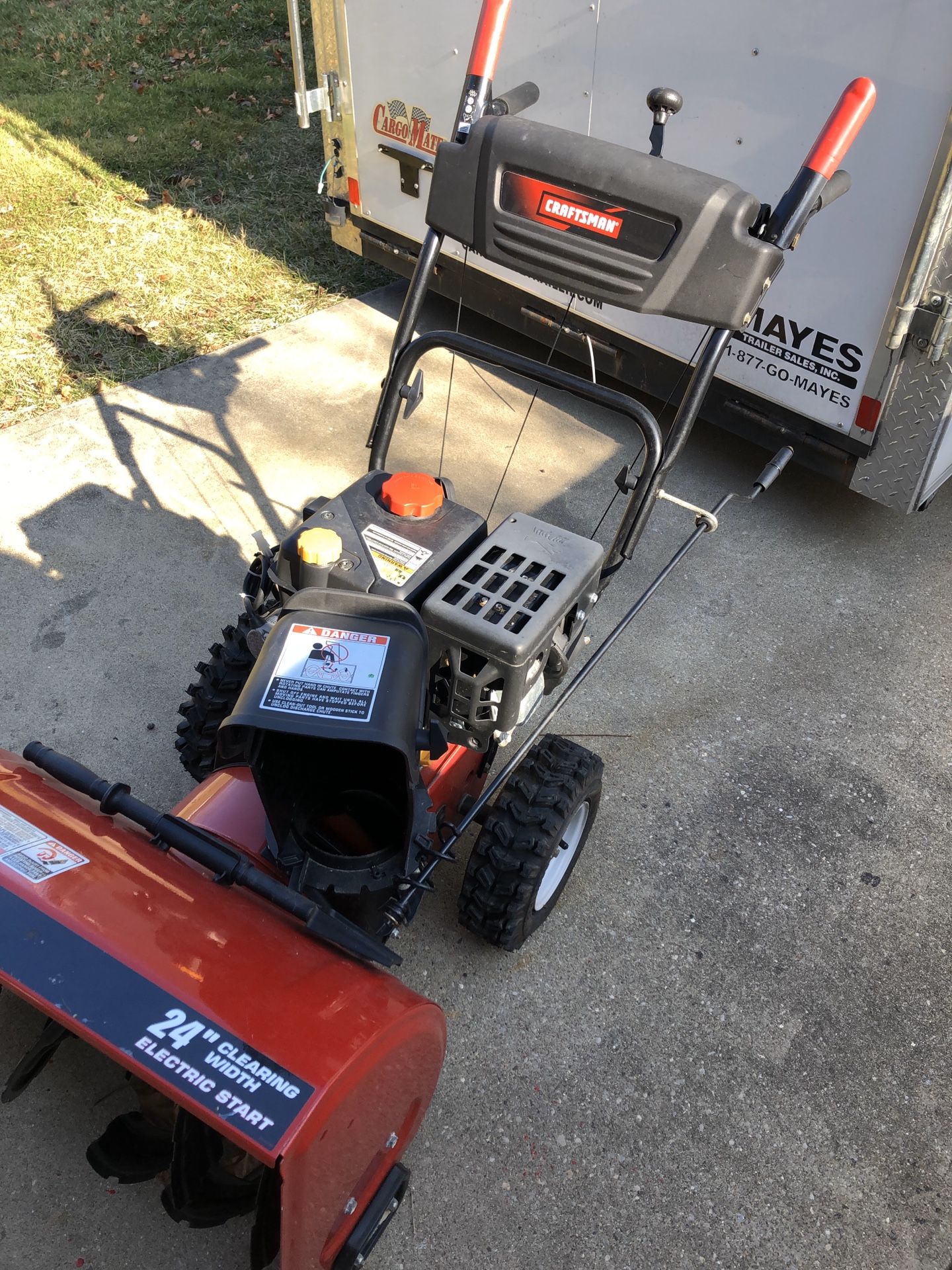 Craftsman 24 in electric start snow blower 4 speed forward 2 speed reverse. Barely used