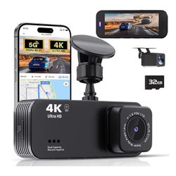 Dash Camera for Cars, 4K Full HD Dual Dash Cam Front and Rear with Wi-Fi, Included 32GB Card, 3.16” IPS Screen, Night Vision, 170°Wide Angle, WDR, 24H