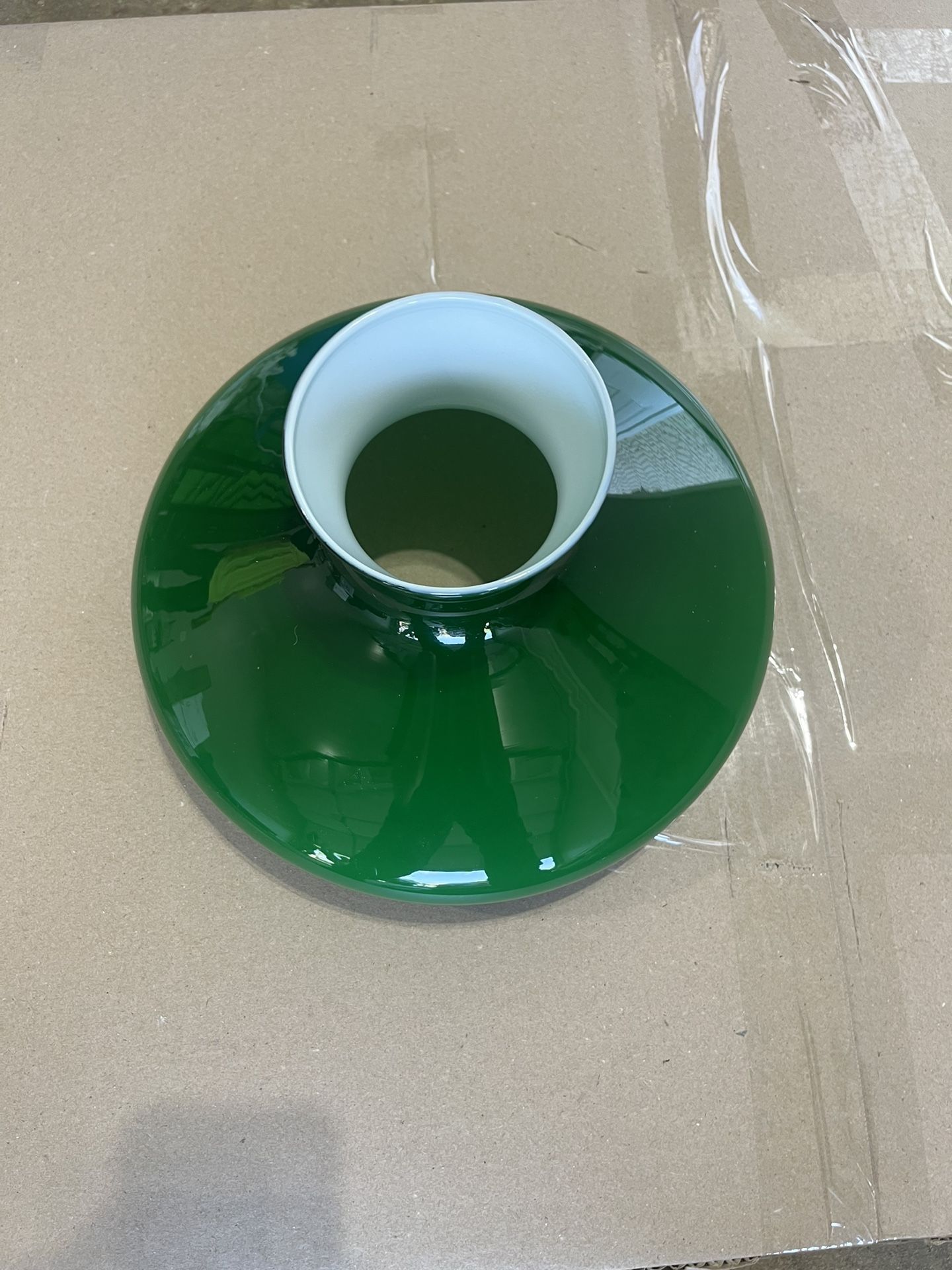 New Antique EMERALD GREEN 9.75" Cased Glass TAM O SHANTER Oil Lamp Shade