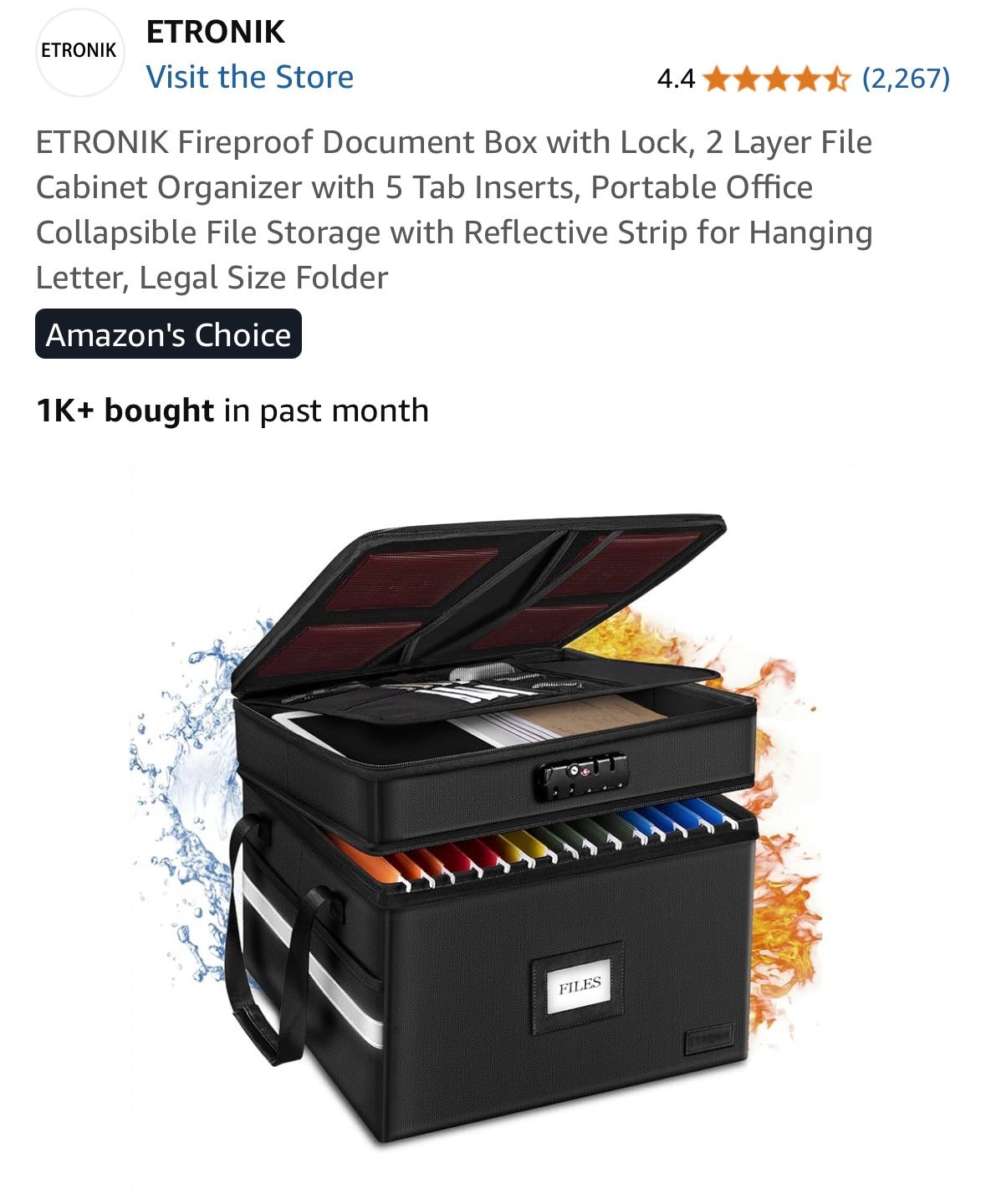 Fire/water Proof Document Box With Lock