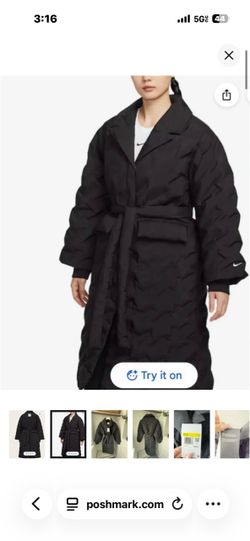 Nike Quilted Belted Long Puffer Coat size (S)