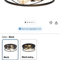 Black Farmhouse Flush Mount Ceiling Light 10.63 inch - set of 2
