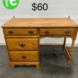 Solid Wood 4 Drawer Desk 