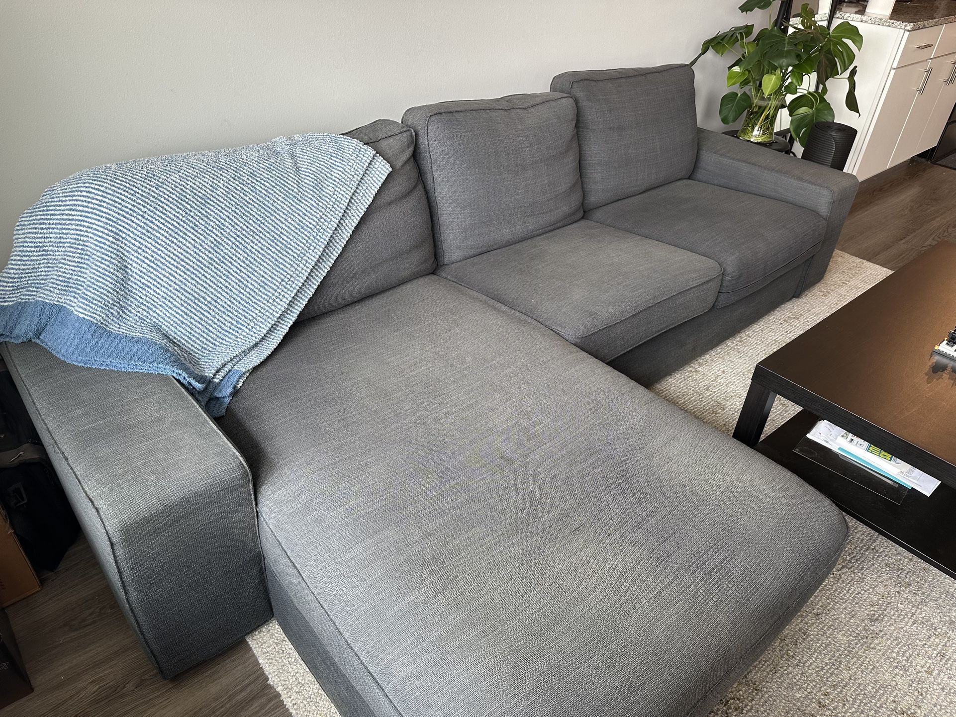 L-Shaped Blue Sofa