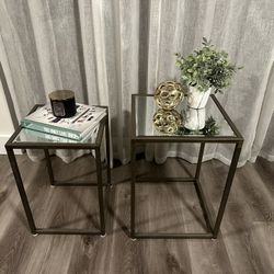 Iron Side Tables With Mirror Top
