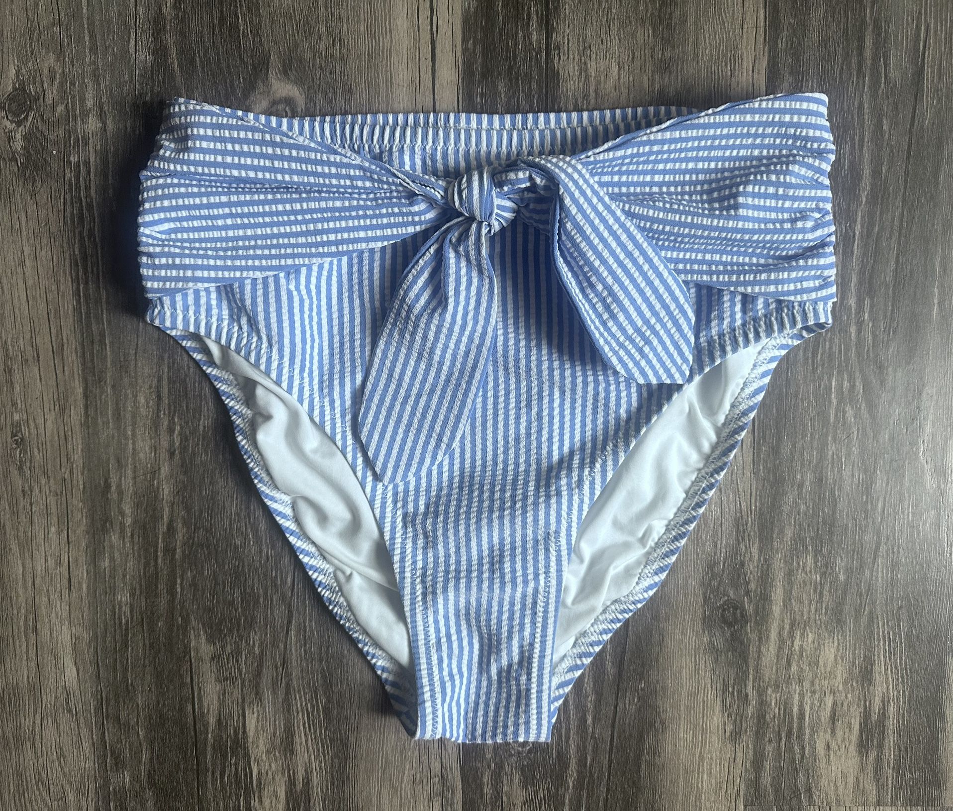 J.Crew Tie High-Rise Seersucker Bikini Bottom SZ XS J.Crew Swimwear