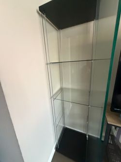 Tall Glass Display Cabinet with Metal Frame
