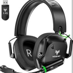 Wireless Gaming Headset for PC, Mac, Switch, Mobile, 3D Stereo Gaming Headphones 2.4GHz Mode Compatible with PS5, PS4, Ultra-Low Latency, Crystal-Clea