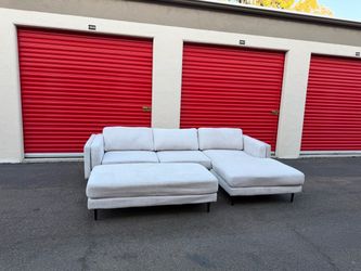 Light Grey 2 Piece L Shape Sectional Sofa With Ottoman-Free Delivery