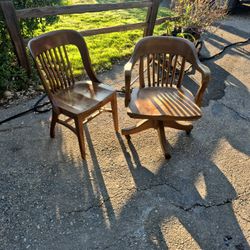 Antique Wood Office Chair Set $40