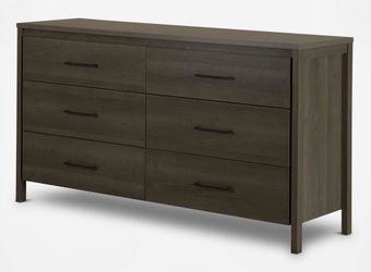 Gray Wood 6 Drawer Dresser