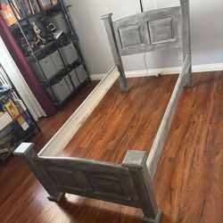Twin bed used grey