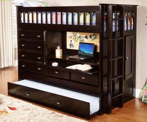 Twin All in One Bed in Espresso