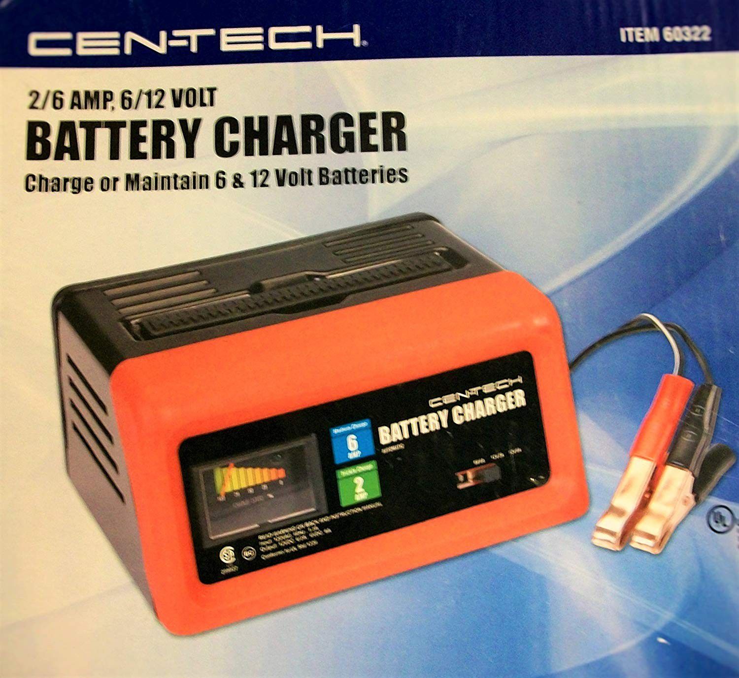 Cen-Tech Manual Charger 6/12V 2/6 Amp 6-1/2 ft. Long Battery Cables  Self-resetting 120V 60322 for Sale in Tumwater, WA - OfferUp