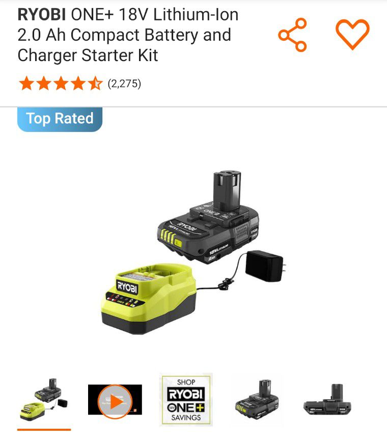 NEW Ryobi battery and charger 