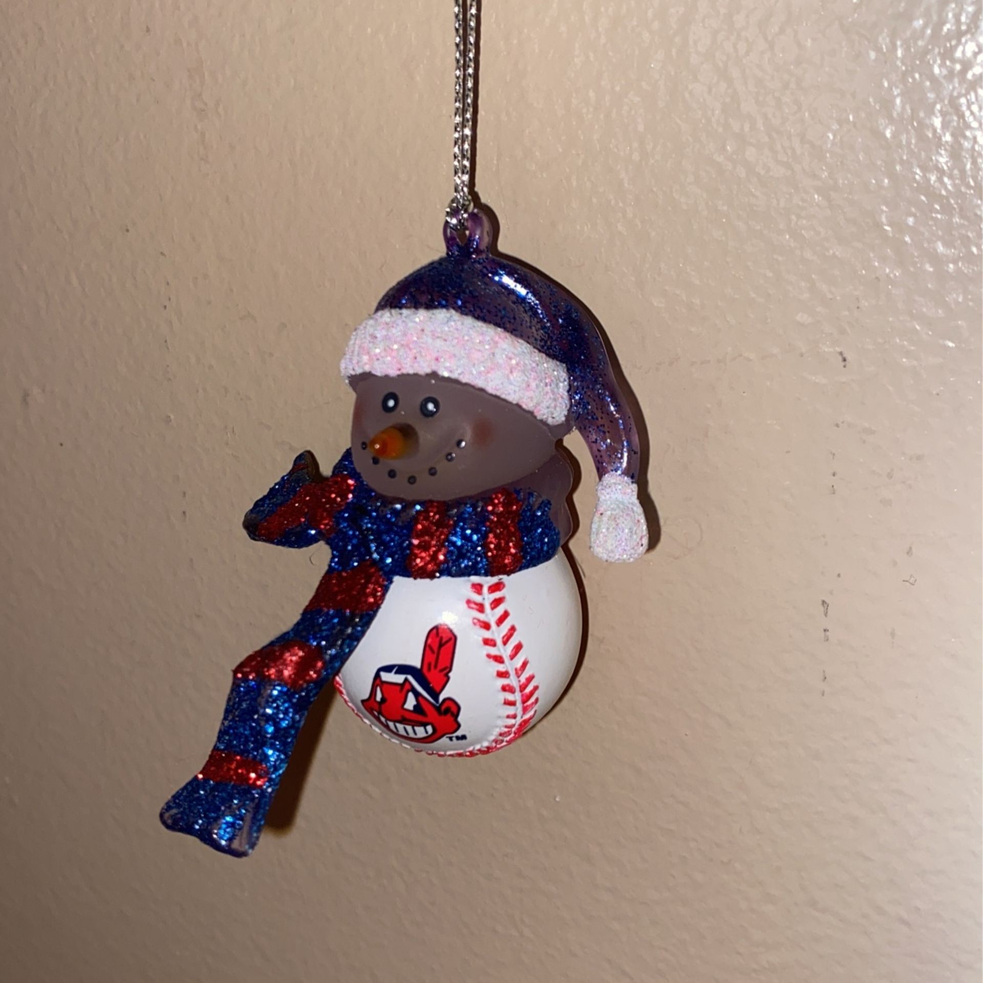 Cleveland Indians sparkly snowman ornament