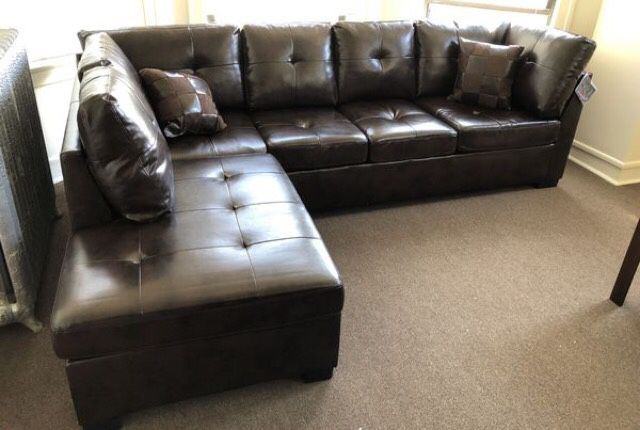 Brown Leather Sectional Sofa Couch!! Brand New Free Delivery