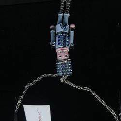 Betsey Johnson Christmas Blue And Silver Nutcracker Long Necklace