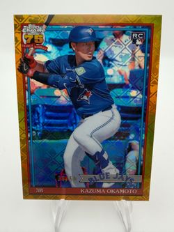 2026 Topps Chrome Logofractor Kazuma Okamoto Gold /50 1991 Insert Blue Jays