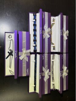 Daniel's Stainless Steel Jewelry Set Bracelet & Necklace Silver Blue Gold