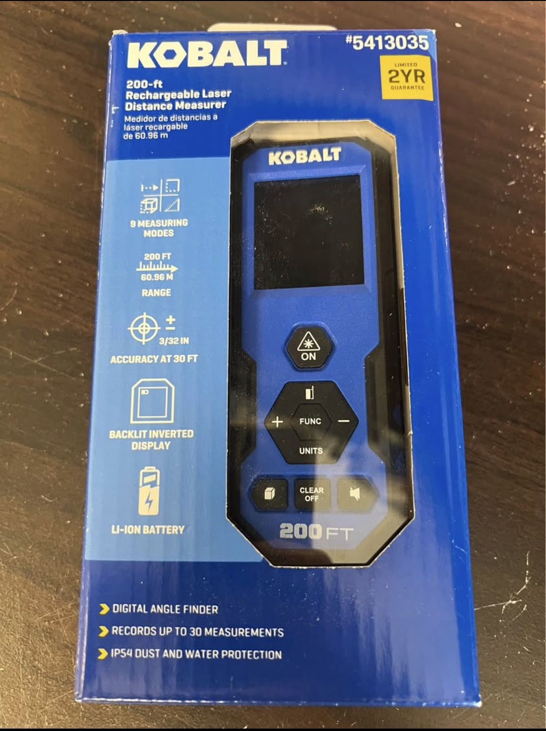 Kobalt 200-ft Indoor Red Laser Distance Measurer with Backlit Display