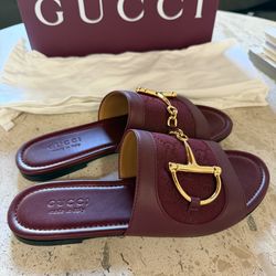 Gucci Women’s Jane Raso Seta Sandal Leather Red/Green Size 38/US 8