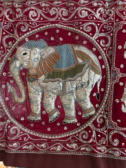 Indian Elephant Sequin Embroidered Wall Tapestry