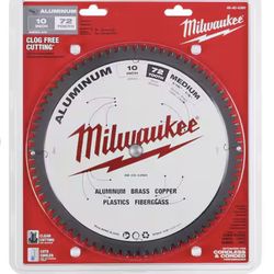 NEW-Milwaukee 10” Aluminum Metal Cutting Carbide Circular Saw Blade 72T 48-40-4360