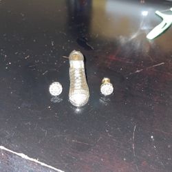 Diamond Studded Ear Rings And Charm 