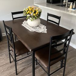 5-Piece Wood & Metal Dining Set 