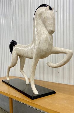 Vintage Etruscan tessellated stone horse sculpture by Marquis Collection of Beverly Hills