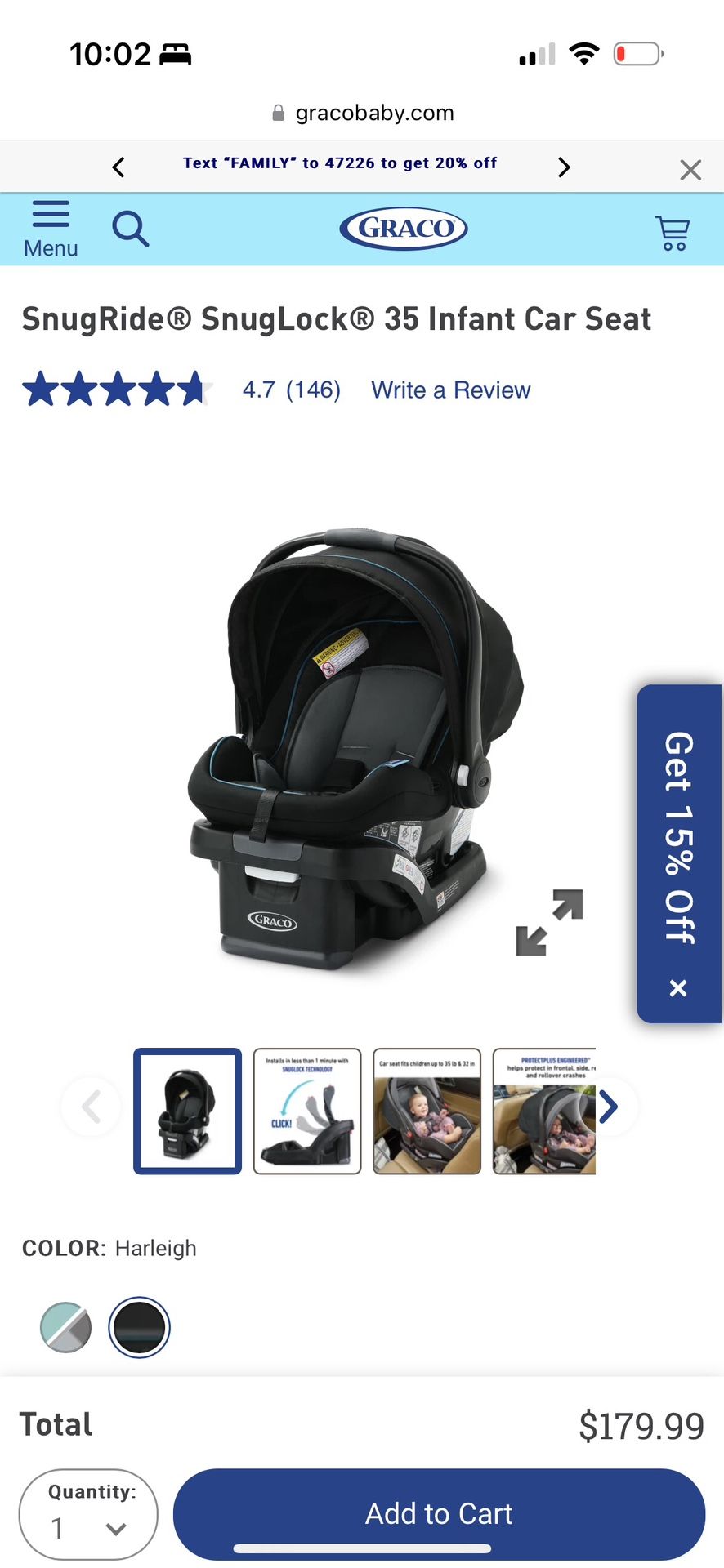 Infant Car Seat With Base (Graco)