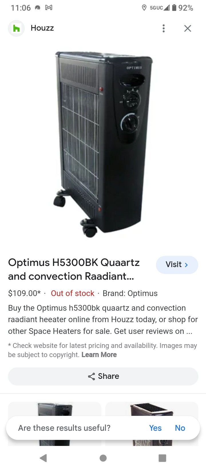 Optimus space heater