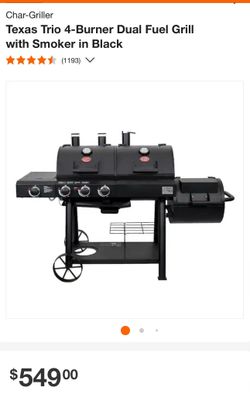 Texas Trio 4 Burner Dual Fuel Grill with Smoker in Black for Sale in Simi Valley CA OfferUp