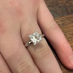 New 2.50 Carat Princess Diamond Engagement Ring 14k White Gold