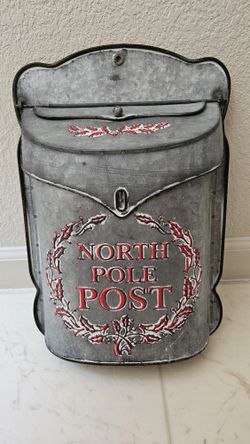 Christmas North Pole Post Galvanized Steel Mailbox
