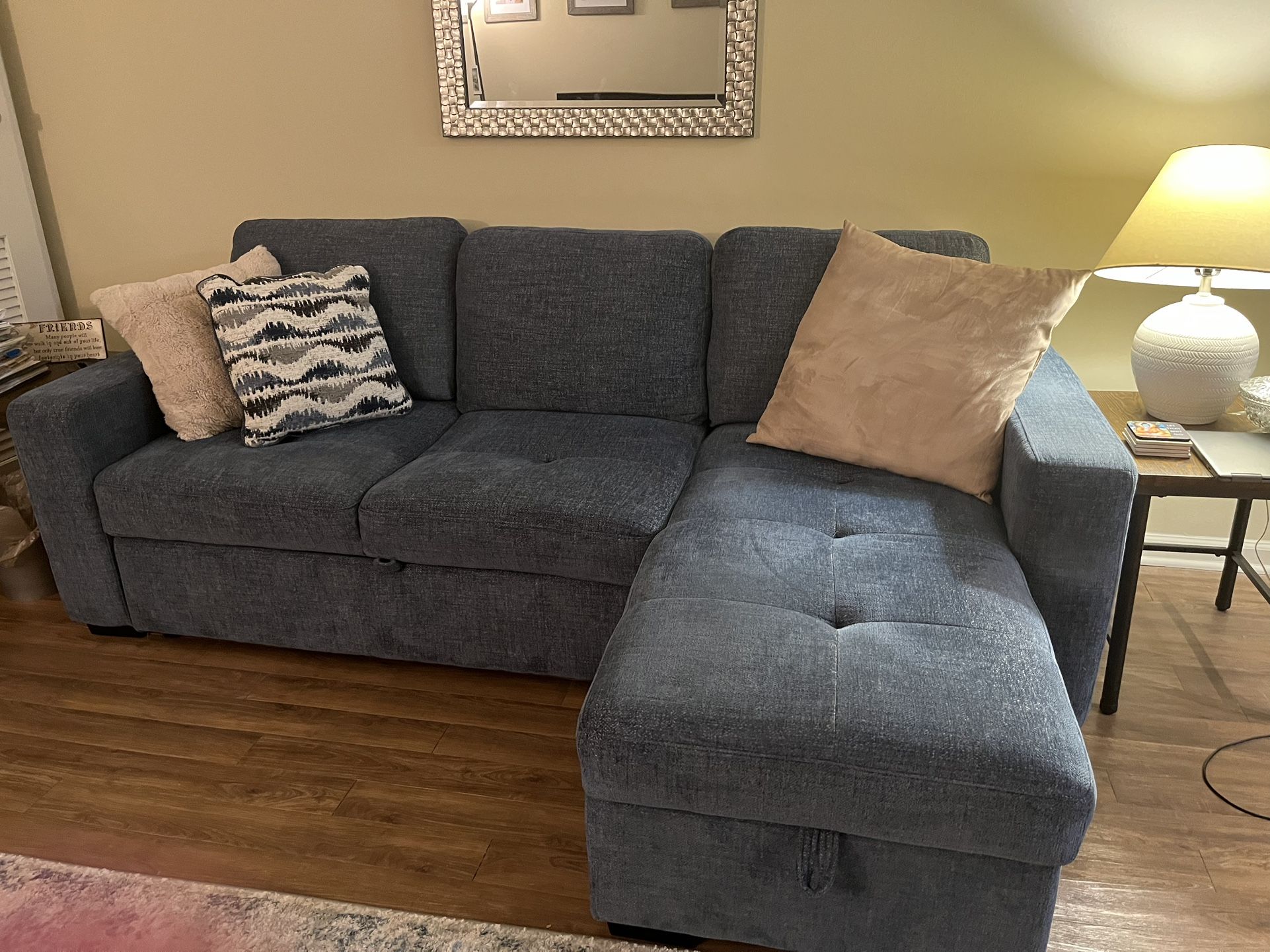 2 Piece Sectional Sofa & Sleeper Light Blue