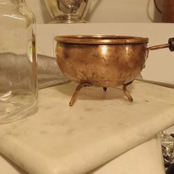 Antique Small Copper Kettle With Wooden Handle