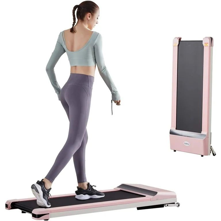 Treadmill, Foldable Treadmill, Home and Office Under Table Treadmill, Low Noise and Sports Applications for Small Spaces (Pink)