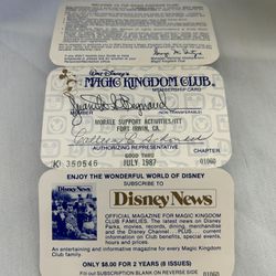 Walt Disney Magic Kingdom Club Card 1987
